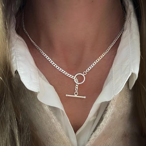 CHESKY Layered Necklaces for Women, 14K Gold Plated Chain Necklace Women Trendy Cuban Link Paperclip Chain Toggle Clasp Necklace Fashion Chunky Jewelry for Women - style: Paperclip Toggle-SL