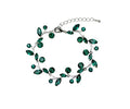 Faship Gorgeous Rhinestone Crystal Floral Necklace Earrings Set - color: Green / Matching Bracelet