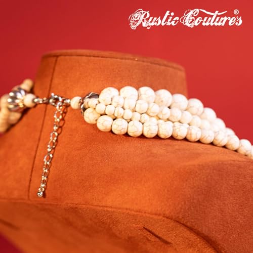 Montana West Rustic Couture's Western Jewelry Set for Women Cowgirl Vintage Western Necklace Earring - color: J-White