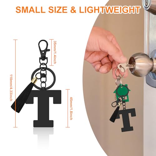 Oubaka Initial Monogram A-Z Keychain for Women, Cute Initial Letter Keychain with Tassel for Handbag Car Key Bag Keyring - color: Black-t