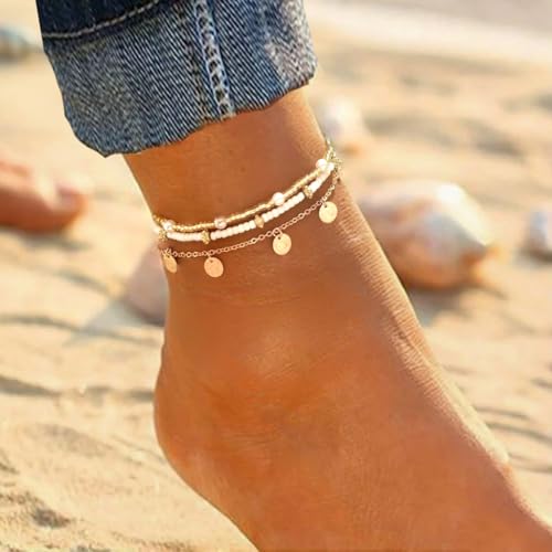 Waeceip Beach Ankle Bracelets For Women Summer Boho Anklets For Women Seashell Beaded Anklets Summer Jewelry Beach Vacation Accessories - color: bead Boho 3