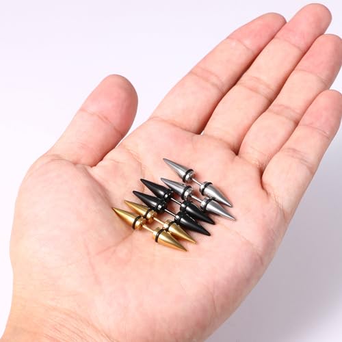 Aroncent 12PCS Stainless Steel Fake Tapers Mens Earrings Illusion Tunnel Cheater Piercing Jewelry Set for Men Women - color: A8