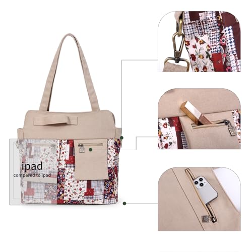 Black Butterfly Boho Canvas Tote Bag for Women, Large Printed 2-in-1 Shoulder & Crossbody Casual Purse for Daily Commute - color: Apricot Red