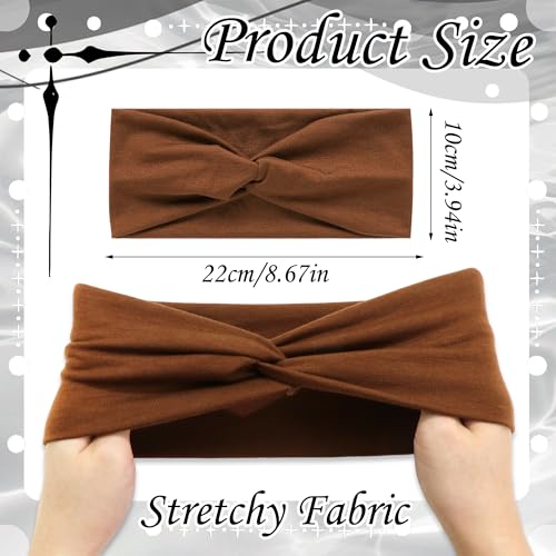 3 Pack Boho Headbands for Women Short Twist Hair Bands Stretchy Non Slip Cross Head Bandana Workout Hair Scarf Accessories - color: Black,Khaki and Coffee