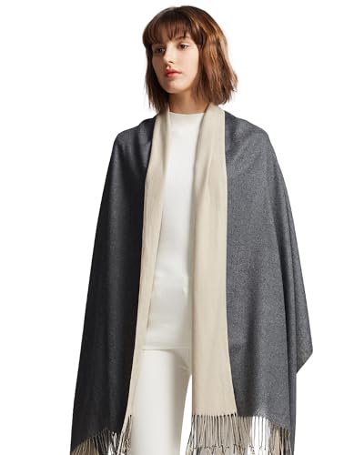maamgic Women's Winter Scarf Soft Warm Scarf for Women Cozy Shawl Wraps for Women Lightweight Pashmina Style Wrap - color: Dark Grey and Cream
