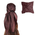 35” Satin Large Square Head Scarves-Like Silk Satin Scarf for Hair Wrapping at Night Bandana Square Scarf for Sleeping - color: Jacquard-red Brown
