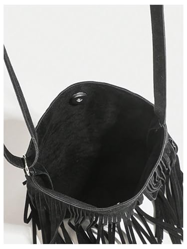 SweatyRocks Women's Fringe Western Crossbody Bags Tassel Shoulder Purses - color: Black