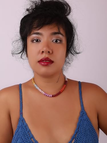 Sacina Trendy Boho Colorful Beaded Crystal Choker, Y2k Summer Beach Necklace, Boho Necklace, Hippie Jewelry, Christmas Jewelry Gift for Women - color: C