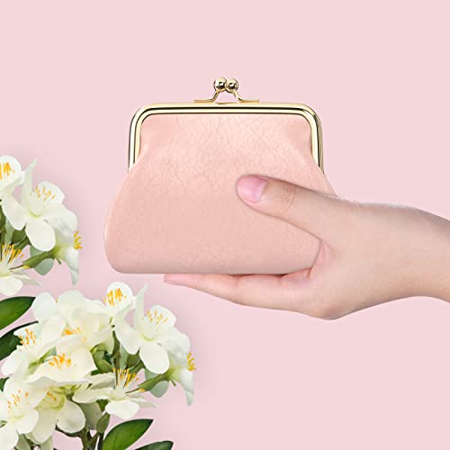 Coin Purse, Small PU Leather Change Purse, Coin Wallet with Clasp, Car Change Holder Pouch for Woman Men Kids Girls, Pink - color: Pink