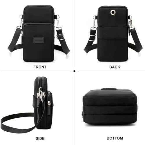 JANKS Small Crossbody Bags for Women Mini Cell Phone Purses Handbag Shoulder Bag - color: E-black