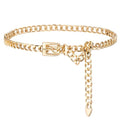 YooAi Chain Belts Leather Waist Belt for Women Layered Metal Chain Belt - size: XL/2XL: fits waist from 41"-46", style: Gold Buckle
