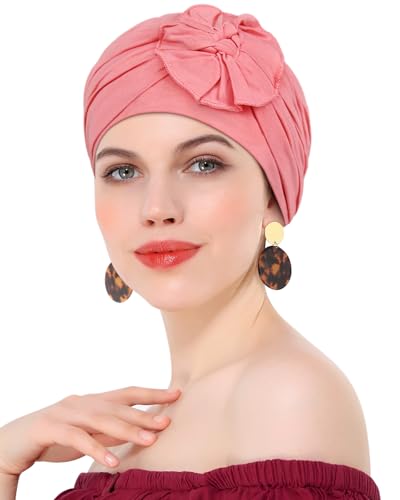 Chemo Headwear for Women Cancer Patients Lightweight Head Coverings for Hair Loss Seasonal - color: Coral