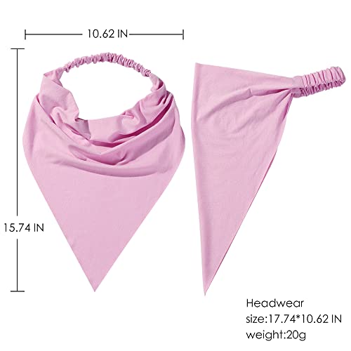 Vercret 6 Pack Hair Scarf Headband for Women Elastic Bandana Head Scarf Large Boho Triangle Kerchief with Clips Non Slip Scarves - color: F Pack Light Color