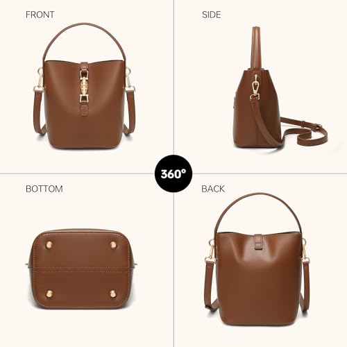 GEMIU Leather Bucket Purses for Women Crossbody Bags for Women Small Shoulder Purses with Adjustable Strap Black - color: Brown