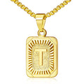 JSJOY Graduation Gifts 2026 Gold Initial Necklaces for Women Men Gold Letter Necklaces 26 Capital A-Z Letter Pendant Necklaces for Women Square Monogram Necklace for Her Initial Necklaces - color: Gold Letter T