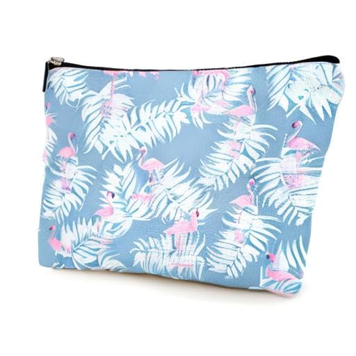 Cute Makeup Bag for Purse Canvas Waterproof Funny Cosmetic Bags for Women Zipper Travel Toiletry Pouch-Flamingo Makeup Bags-Blue - color: Flamingo Makeup Bags-Blue