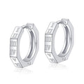 LeCalla 925 Sterling Silver Small Huggie Hoop Earrings for Men | Retro Style Engraved Roman Number Geometric Hoops Earring 15MM