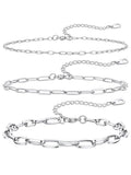 ChainsHouse Ankle Bracelets for Women, Stainless Steel Chain Anklets Waterproof, Women Summer Beach Jewelry Gift, Come with Box - color: 03. 3Pcs-(2+3+6mm)-Paperclip-Steel