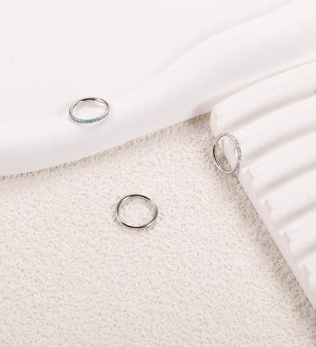 3pcs Nose Rings Hoops - 316L Surgical Steel Nose Hoops 16G/18G/20G CZ Opal Turquoise Clicker Septum Nose Ring Lip Helix Cartilage Hoop Earring Daith Rook Conch Body Piercing Jewelry for Women Men 6mm 8mm 10mm - color: Silver, size: 16 gauge(1.2mm)-10mm