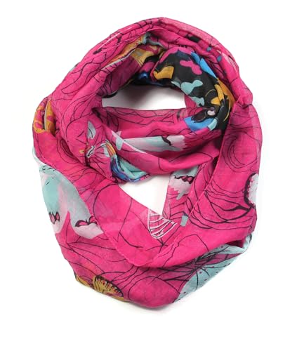 Scarfand's Romantic Rose Prints & Floral Patterns Lightweight Infinity Fashion Scarves Wraps - color: Butterfly Fuchsia