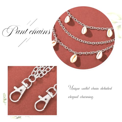 Boho Layered Pant Chains Silver Sea Shell Wallet Chain Summer Beach Jean Chains for Women and Men