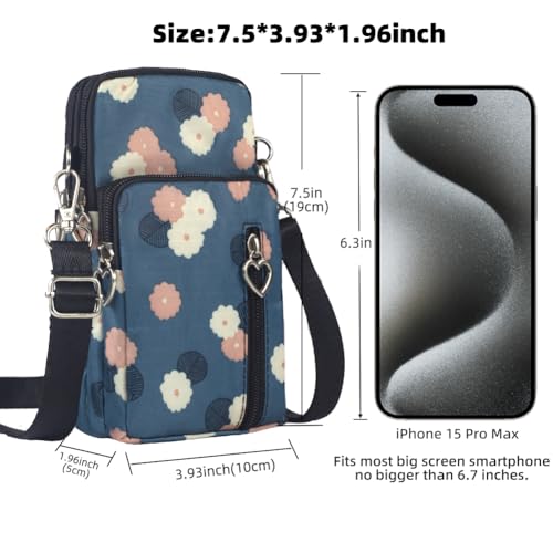 JANKS Small Crossbody Bag for Women - Mini Phone Purses with Crossbody Strap and Wallet - Nylon Arm Bag - color: Ab-blue Circle