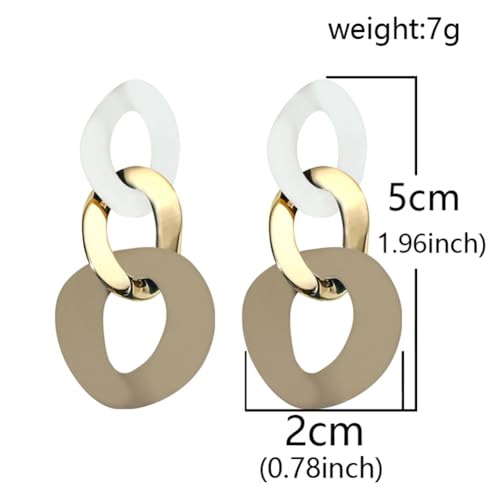 Charm Elegant Hollow Color Chain Acrylic Geometric Temperament Dangle Drop Earrings Bohemian Minimalist Hypoallergenic Jewelry Gift - color: White Gold Brown
