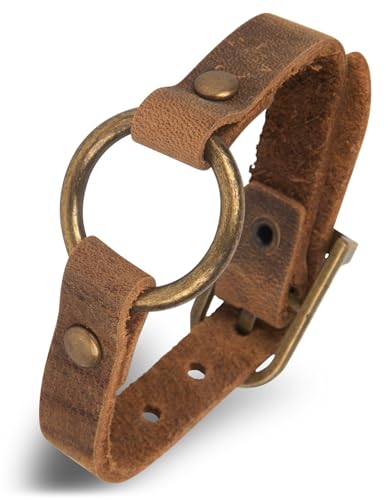 SPUNKYsoul Buckle or 5 Wrap Leather Circle Bracelet - Handmade Adjustable Leather Wrap Bracelet for Women & Men, Unique Distressed Stackable Jewelry with Symbolic Circle for Everyday Wear & Gifting - style: Women's Buckle Circle Single Band