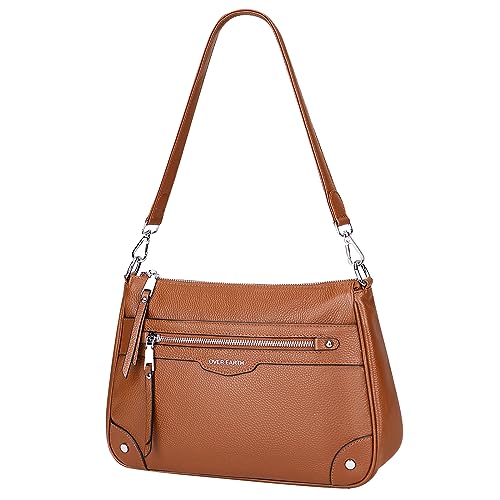 Over Earth Soft Genuine Leather Crossbody Bags for Women Medium Shoulder Purses Hobo Handbags with Multi Pockets - color: 04-brown