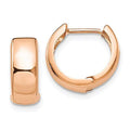 14K Gold Huggie Hoop Earrings (5mm Wide Huggie), Real 14k Gold Hoops - style: Rose Gold 13mm