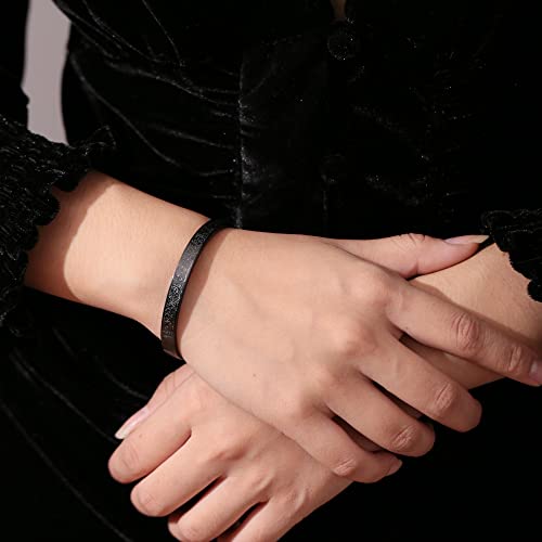 Qitian Islamic Jewelry Gifts for Women Allah Gold Bangles Bracelets Ayatul Kursi Arabic Cuff Bracelet for Women Men Islam Eid Ramadan New Year Gifts - color: D-Black-Thick - women
