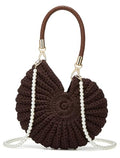 Jusavie Bohemia Crochet Handwoven Seashell Bag Women Summer Beach Bag Boho Evening Clutch Purses Shoulder Crossbody Bags 2026 - color: Dark Coffee