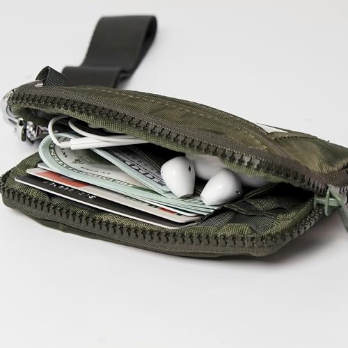 Wristlet Wallet for Women Mini Zip Card Case with Clear ID Window Zipper Coin Purse Lightweight Portable Keychain Wallet - color: Green