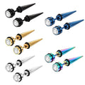 Aroncent 12PCS Stainless Steel Fake Tapers Mens Earrings Illusion Tunnel Cheater Piercing Jewelry Set for Men Women - color: A7-1