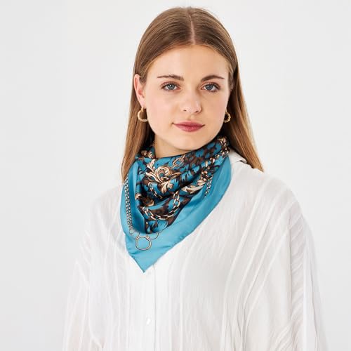 dscarf Womens Neck Scarf 21"x21" Small Square | Headband Scarf Ethnic Bandana Head Scarf Flowering Breathable Lightweight - color: Belt Design 6