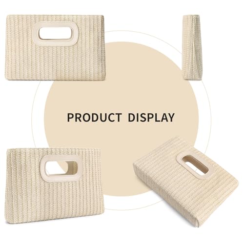 RNIEGA Straw Clutch Handbags Summer Clutch Woven Boho Beach Bags Straw Purses for Women - color: Beige