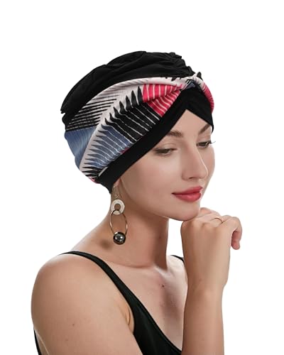 ZLYC Chemo Headwear for Women Pre Tied Turban Headwear Lightweight Beanie Hat - color: Color Stripe