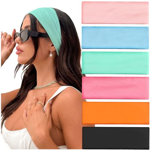 IVARYSS Workout Headbands for Women Non Slip, Premium Stretchy Soft Fabric Head Bands for Women's Hair, Wear for Yoga, Running, Sport, 6 Pack, Multi Color - color: Multi-color