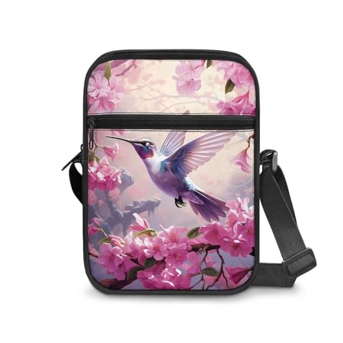 Womens Crossbody Bag Cell Phone Purse Wallet Small Shoulder Handbag for Workout Travel Gym - color: Hummingbird Floral