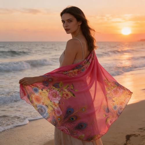 Womens Sexy Bohemian Floral Beach Cover Up Sarong Wrap Swimsuit Beachwear - color: A-rose