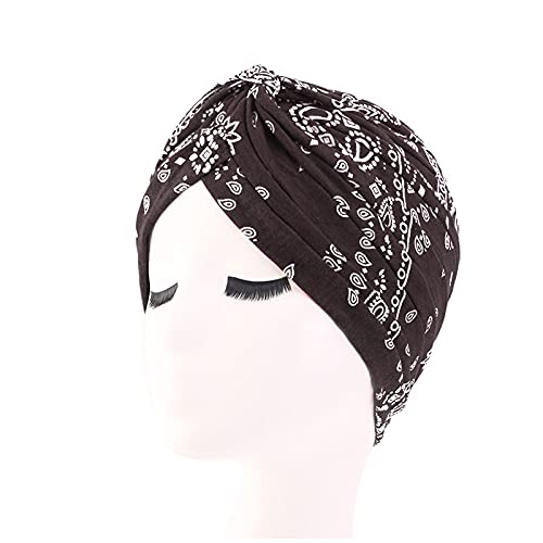 beauty YFJH Women's Cotton Turban Head Wrap Cancer Chemo Beanies Cap Headwear Cap Bonnet Hair Loss Hat - color: Black White Insect