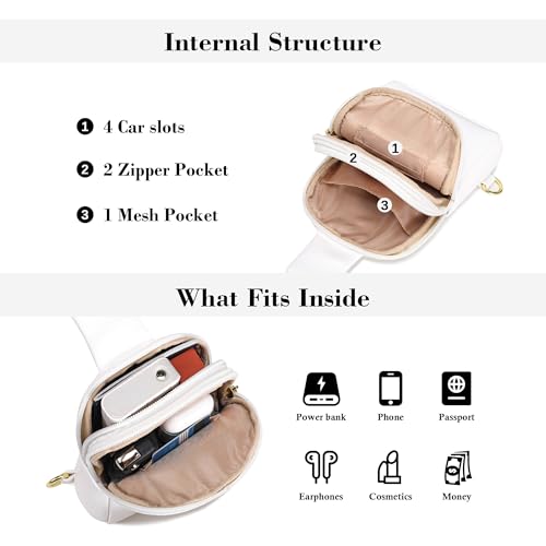 INICAT Women's Small Sling Bag, Lightweight Everyday Vegan Leather Crossbody Purse for Daily Essentials and Travel Light - color: White, size: Small