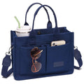 ZHMO Canvas Tote Bag for Women,Women's Bags Crossbody Bags Work Laptop Tote Bag Large Handbags Purse for Travel Nurse Teacher - color: Navy Blue With Compartments
