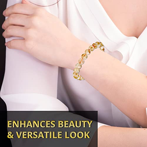 ANAYA AGATE Healing Crystal Bracelet for Women and Men – 8mm Round Beaded Bracelet for Men and Women – Unisex Stretchy Gemstone Bracelet for Healing and Protection - color: Citrine Natural