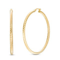TGP 18K Gold Plated Twist Engraved Hoop Earrings for Women, Lightweight Gold Round Tube Hoops 60mm