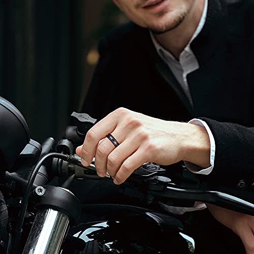 King Will Mens Tungsten Rings for Men Two Tone Grooved Mens Wedding Band Cool - color: Rainbow 7mm