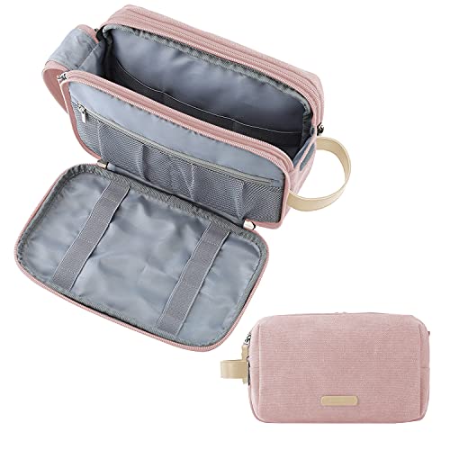 BAGSMART Toiletry Bag for Women, Cosmetic Makeup Bag Organizer, Travel Bag for Toiletries, Dopp Kit Water-resistant Shaving Bag for Accessories, Pink-Medium - color: Pink, size: Medium