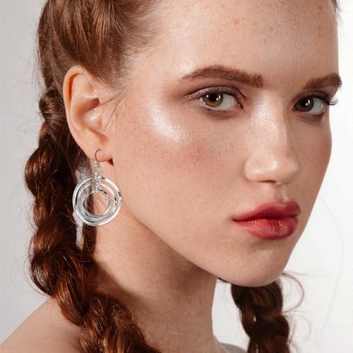 Silver Circle Earrings Sterling Silver Earrings for Women Bohemian Earrings Hypoallergenic Irregular Dangle Earrings Boho Earrings for Women