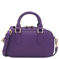 FashionPuzzle Mini PU Leather Satchel Purse Top Handle Crossbody Bag - color: Purple