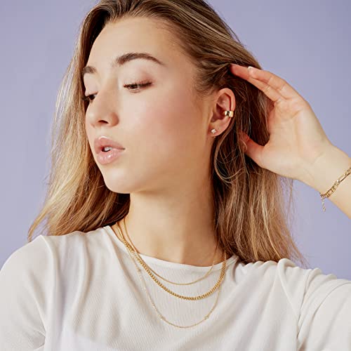 PAVOI 925 Sterling Silver Huggie Half Hoop Earrings | Hypoallergenic Minimalist Tiny Cartilage Earring - style: Round CZ